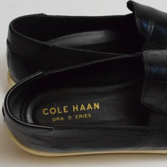 Cole Haan Women's Black Snakeskin Loafers Casual Slip On Leather Sneakers - 8.5 - Picture 11 of 12